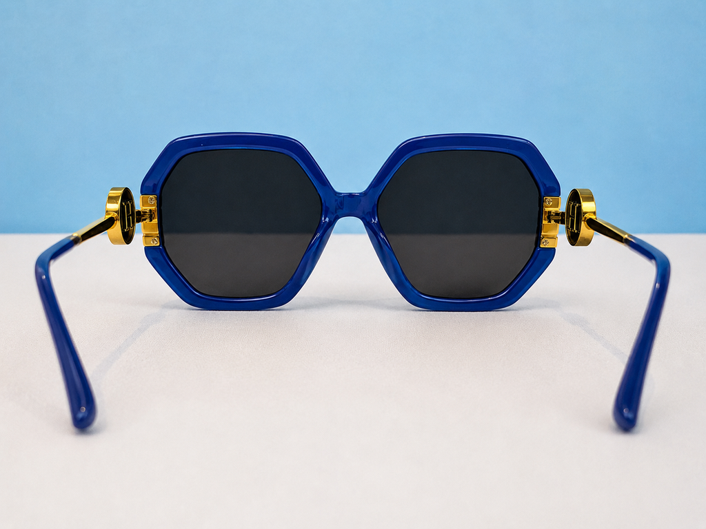 SunVibe Luxe Blue Gold – Oversized Damen Sonnenbrille