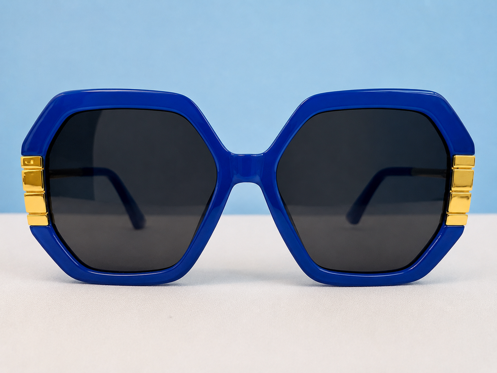 SunVibe Luxe Blue Gold – Oversized Damen Sonnenbrille