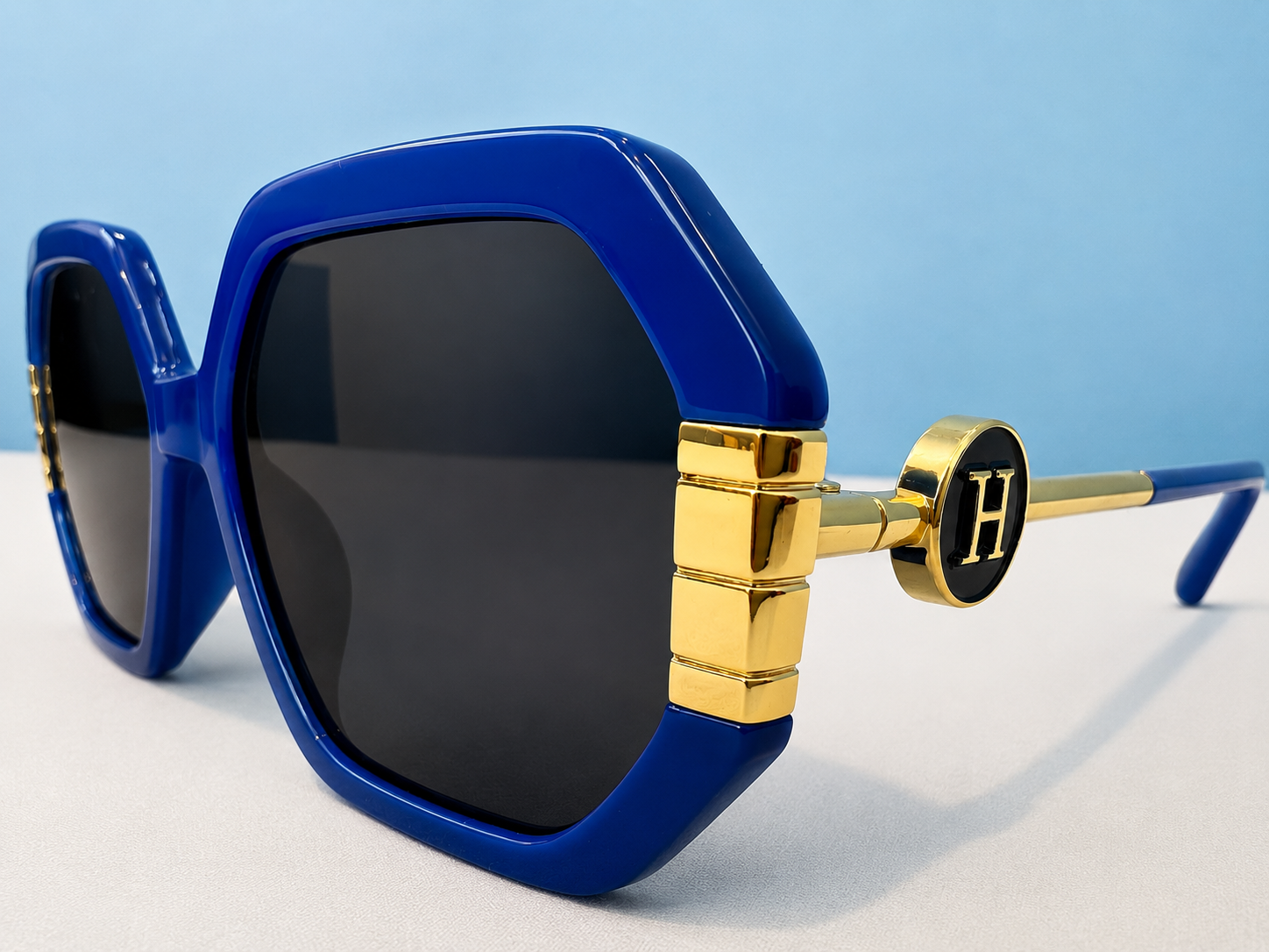 SunVibe Luxe Blue Gold – Oversized Damen Sonnenbrille